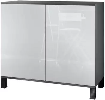Vladon Skadu V3 Kommode 2 T&uuml;ren, anthrazit matt/wei&szlig; hochglanz, 92,5x84,5x35cm (50028840)