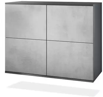 Vladon Rova V3 Kommode 4 Push-to-Open T&uuml;ren, anthrazit matt / Beton Oxid Optik (50029011)