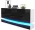 Vladon City Sideboard 2 Türen, 3 Schubladen, weiß matt/schwarz hochglanz, LED (50003098)