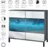 Vladon Bari V3 Sideboard mit Glastüren und RGB-Beleuchtung, anthrazit matt / creme hochglanz (50028552)