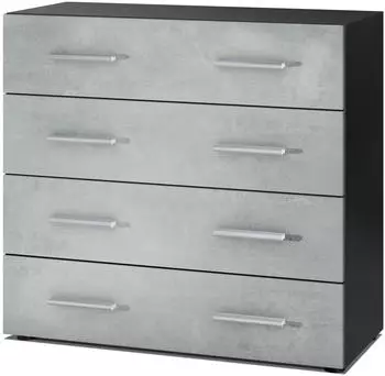 Vladon Pavos Kommode mit 4 Schubladen, Beton Oxid Optik, 76x72x35cm