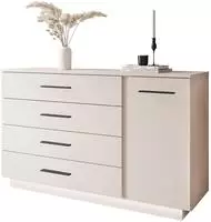Lookway Kommode LINA Kaschmir II 1D4S mit LED-Beleuchtung, auf Sockel,...