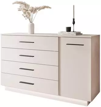 Lookway Lina Kaschmir II Kommode 1D4S mit LED-Beleuchtung, schwarze Griffe (800001091516)