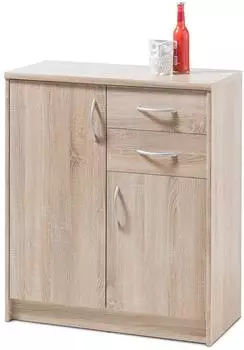 Stella Trading Optimus Kommode Sonoma Eiche, 74x86x35cm, 2 Türen, 2 Schubladen