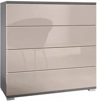 Vladon Pavos V3 Kommode 4 Schubladen, anthrazit matt/sandgrau hochglanz (50028269)