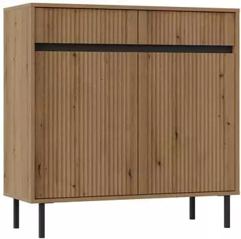Masseno OSTIA Kommode 100cm, 2 Schubladen, 2 Türen, goldfarben (822 OSAKA KOMODA 2F 2S DĄB EVOKE)
