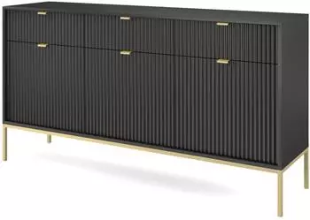 Masseno Stellare Sideboard 3 Schubladen, 3 Türen, 154x83x39cm, schwarz/gold (NOVA KOMODA KSZ154 ZŁOTY STELAŻ CZARNY)