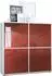 Vladon Cuba V2 Highboard, weiß matt / bordeaux hochglanz, 104x105,5x35,5cm (50009392)