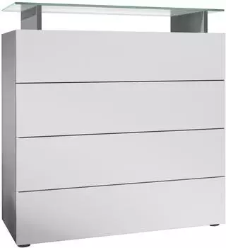 Vladon Pavos V2 Kommode mit 4 Schubladen und Glasablage, anthrazit matt/weiß matt (50028234)