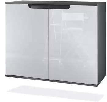 Vladon Sylt V3 Kommode 2 T&uuml;ren, anthrazit matt/wei&szlig; hochglanz, 92,5x73,5x35cm (50029108)