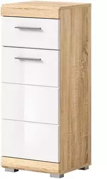 Inn.Furn Mambo Badschrank wei&szlig; Hochglanz / Eiche Sonoma, 37x88x31cm