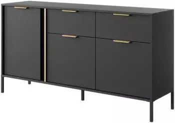 Masseno Lorenzo Sideboard 2 Schubladen, 3 Türen, anthrazit/gold, 153x81x40cm