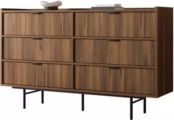 Mirjan24 Edison 6S Kommode mit 6 Schubladen, Metallfüße, Nussbaum, 150x90x40cm