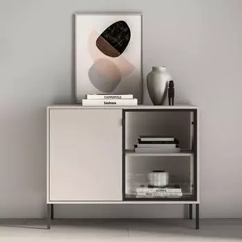 Selsey Barnee Sideboard mit beleuchteter Glasvitrine, kaschmir, 107cm