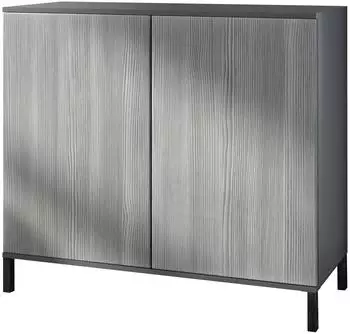 Vladon Skadu V3 Kommode 2 Türen, Anthrazit matt / Avola-Anthrazit, 92,5x83,5x35cm (50028835)