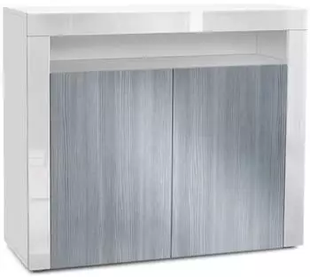 Vladon Valencia Kommode 2 Türen, anthrazit/weiß hochglanz, 108x92x40cm (50000544)