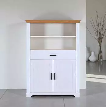 Livetastic Maluno Highboard Massivholz Kiefer, weiß/eichefarben (Maluno)