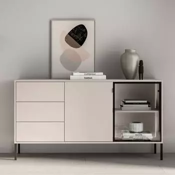 Selsey Barnee Sideboard mit beleuchteter Glasvitrine, Kaschmir, 160cm