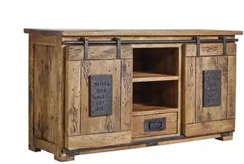 Massivmoebel24 Railway Sideboard Massivholz Mango, natur lackiert, 128x45x70cm (09-330-772-0003)