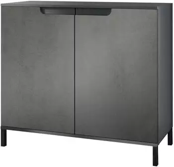 Vladon Sylt V3 Kommode 2 Türen, Holzwerkstoff, anthrazit matt/beton dunkel, 92,5x83,5x35cm (50029091)