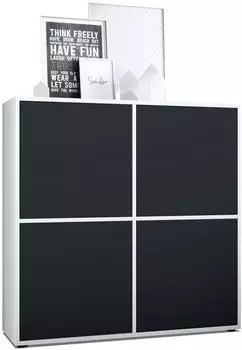 Vladon Cuba V2 Highboard weiß matt / schwarz matt, 104x105,5x35,5cm (50009402)