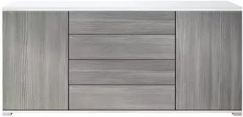 Vladon Faro V2 Sideboard mit LED-Lichtleiste, weiß matt / Avola-Anthrazit (50000200)