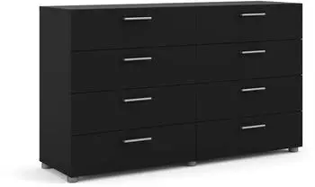 ebuy24 Petra Kommode breit, 8 Schubladen, mattschwarz, 140x82x40cm (07-70509gmgm)