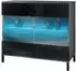Vladon Bari V3 Kommode mit Glastüren und RGB-Beleuchtung, anthrazit matt / schwarz hochglanz (50028550)