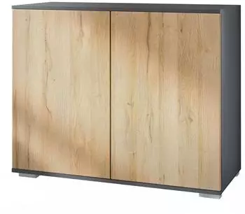 Vladon Skadu V3 Kommode 2 Türen, anthrazit matt / Eiche Natur, 92,5x75,5x35cm (50028830)