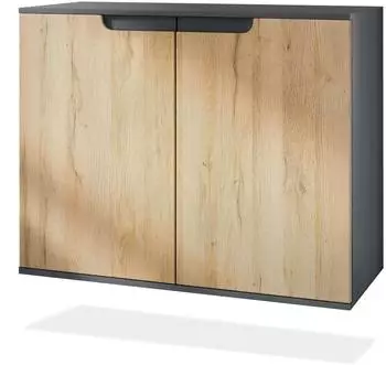 Vladon Sylt V3 Kommode 2 Türen, anthrazit matt / Eiche Natur, 92,5x73,5x35cm (50029115)