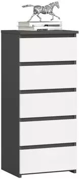 Akord Furniture Factory Kommode CL5 5 Schubladen, graphitgrau/weiß, 40x35x92cm (OP0LCL5SZARBIA001)