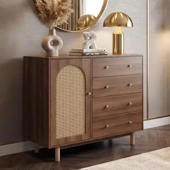 Mendler Kommode HWC-P52 Poly-Rattan MDF 95x100x40cm (HWC-P52)