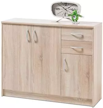 Sconto Optimus Kommode mit T&uuml;ren und Schubladen, Sonoma Eiche, 109x86x35cm