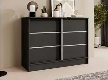 Beautysofa MIRELA Kommode mit 2 Schiebet&uuml;ren, schwarz, 100cm