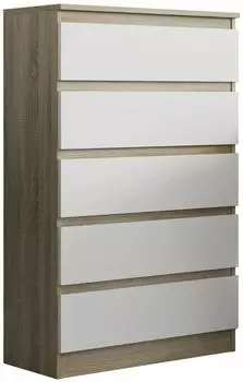 Masseno Adriano Kommode 5 Schubladen, Sonoma Eiche/weiß, 70x112x33cm