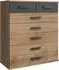 Wimex Cork Schubkastenkommode 7 Schubladen, Plankeneiche/Graphit, 91x103x40cm