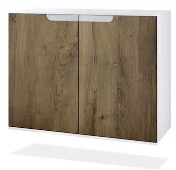 Vladon Sylt V3 Kommode 2 Türen, weiß matt / Eiche Ribbeck, 92,5x73,5x35cm (50029045)