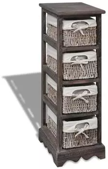 vidaXL Korbregal Holz mit 4 K&ouml;rben, braun (240800)