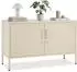 TecTake Sideboard Baker Stahl, Magnetverschluss, creme, 100x42,5x65cm