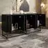 Stilvora Sideboard mit 3 Doppeltüren, schwarz matt, 160×38×75,5cm