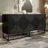 Stilvora Sideboard mit 3 Doppeltüren, schwarz matt, 160×38×75,5cm