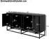 Stilvora Sideboard mit 3 Doppeltüren, schwarz matt, 160×38×75,5cm