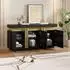 Stilvora Sideboard 3 Türen, 6 Fächer, verstellbare Einlegeböden, schwarz, 140×38×70cm (QTEZXP0RIFF3ME8N)