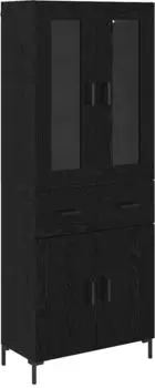 vidaXL Highboard mit Schublade, 2 Stk., Schwarz Eichen-Optik, Holzwerkstoff, 69,5x34x180cm (3416176)