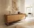 DeLife Stonegrace Sideboard 200cm, Eiche natur, 4 Türen, Edelstahl gebürstet