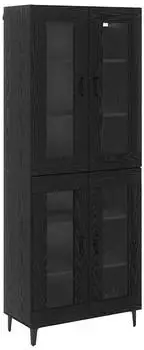 vidaXL Highboard schwarz, Eichenoptik, 69,5x34x180cm, Holzwerkstoff