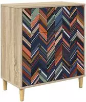vidaXL Kommode OMMEN Geometrischer Druck 66 x 36,5 x 75 cm Sonoma