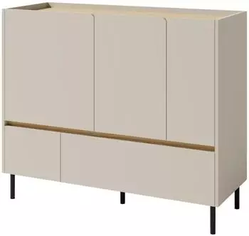 Masseno MURO Kommode 2 Schubladen, 3 T&uuml;ren, beige, 120x40x105cm