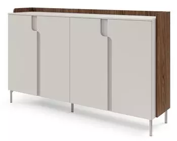 Beautysofa Positivo Sideboard 4-türig, Walnuss Alba + Kaschmir, 183x110x42cm