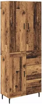vidaXL Highboard 2er-Set Altholz mit Schubladen und Glastüren 69,5x34x180cm (3415707)